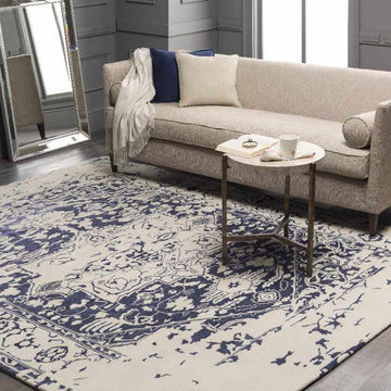 Gassainte Updated Traditional Dark Blue Area Rug